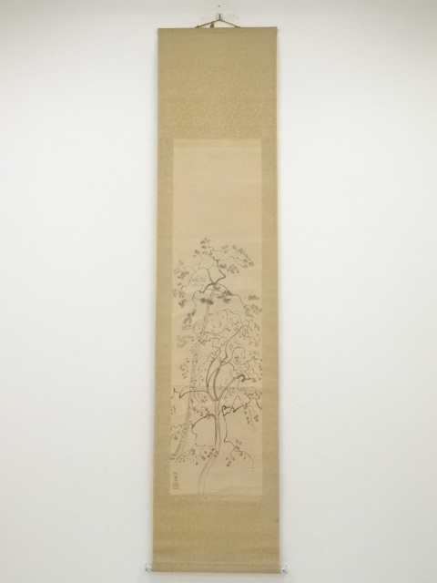 JAPANESE HANGING SCROLL / HAND PAINTED / PERSIMMON TREE (1928)